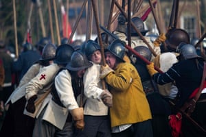 Members of the Sealed Knot stage their 50th re-enactment of the Battle of Nantwich, a battle which took place near the town in 1644
