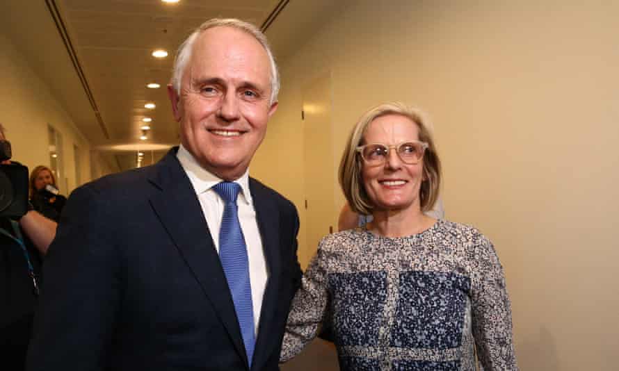 Prime Minister designate Malcolm Turnbull with his wife Lucy after a press conference in the Blue Room of Parliament House in Canberra this evening, Monday 14th September 2015. 