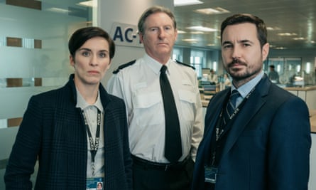 Dunbar with Line of Duty co-stars Vicky McClure and Martin Compston.