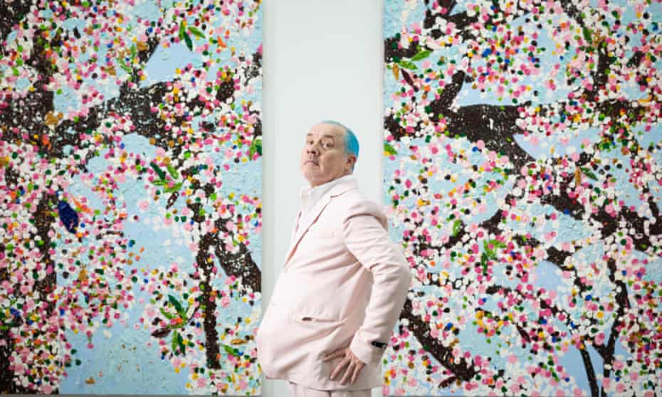Damien Hirst at the opening of his Cherry Blossoms show, at the Fondation Cartier in Paris