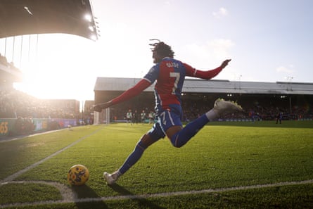 9 December 2023 Michael Olise of Crystal Palace takes a corner against Liverpool at Selhurst Park. Liverpool won 2-1.