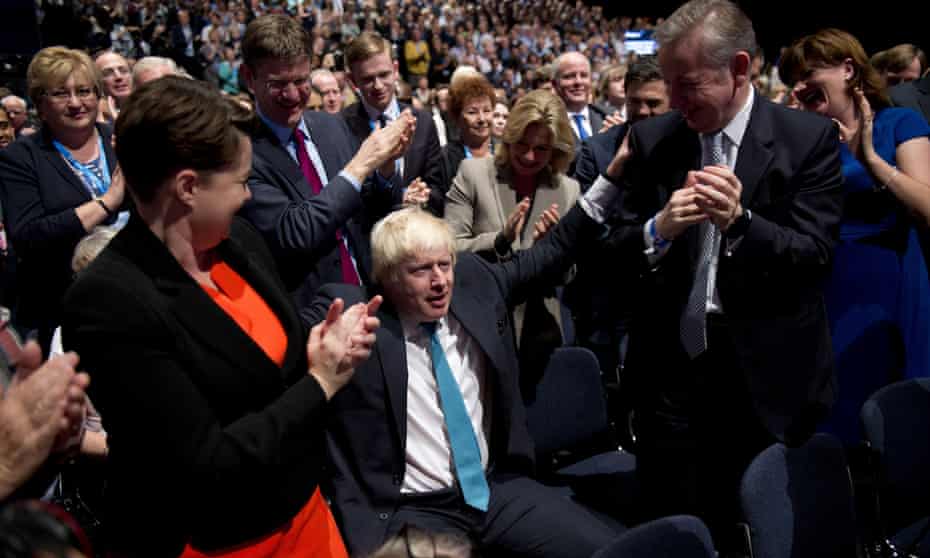 Boris Johnson, then mayor of London, receives a standing ovation at 2015 Conservative conference.