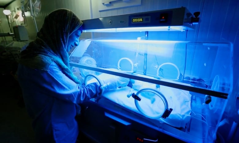 Hallam in a neonatal unit at Atmeh Children’s Hospital: ‘This is where we look after premature babies and sick newborns’