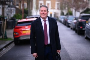 Keir Starmer leaving his home in London this morning ahead of PMQs later.