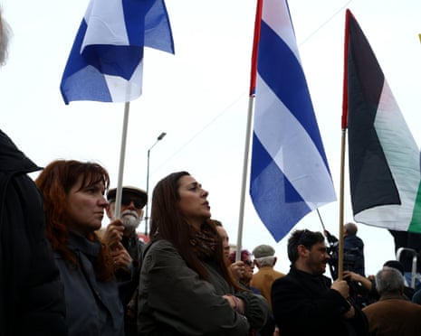 Demonstrators gather in Syntagma Square in Athens, Greece during a May Day protest.
