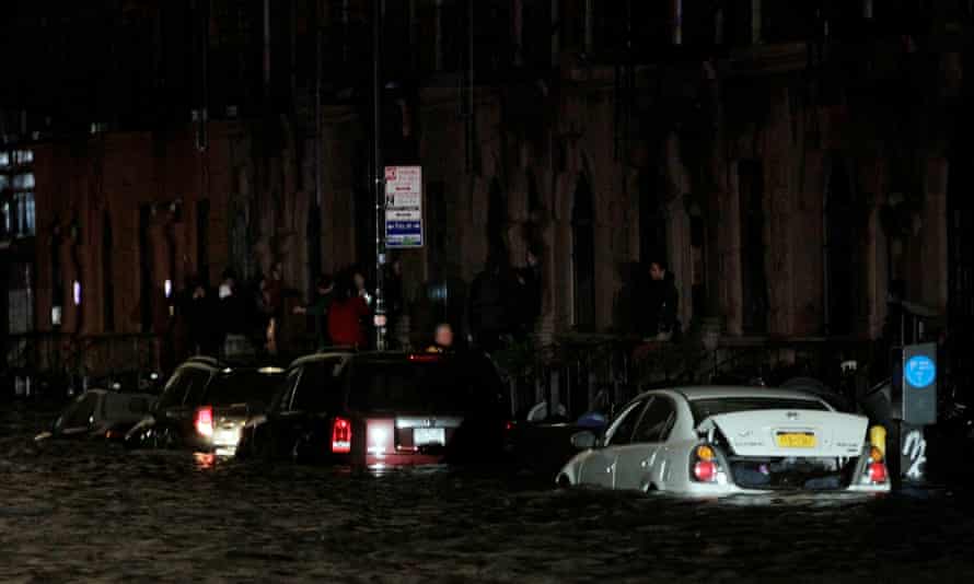 Hurricane Sandy's floodwaters inundated a street on the Lower East Side.