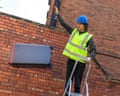 Pete Wise dropping a suitcase from the top of a ladder