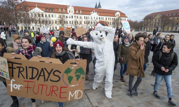 Students protest for climate action during a ‘Fridays for Future’ school strike in Magdeburg, Germany.