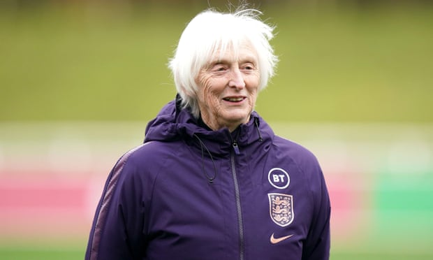Baroness Sue Campbell during a training session at St George’s Park.