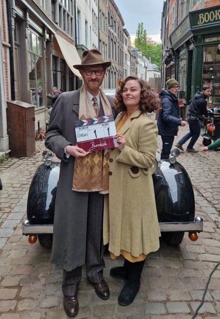 Gatiss and Polly Walker on the set of Bookish.