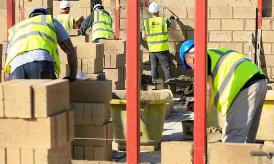 Construction workers on a housebuilding site