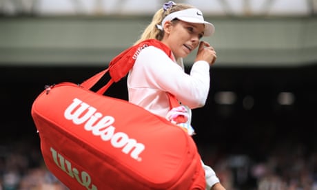 A tearful Katie Boulter leaves Wimbledon's Centre Court after her victory on Thursday