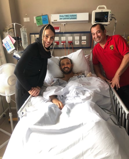 Ardern visits Temel Ataçocuğu in hospital in the aftermath of the Christchurch attack.
