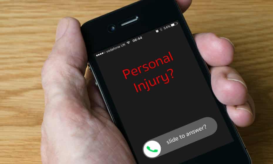 Mobile phone showing a call about a personal injury