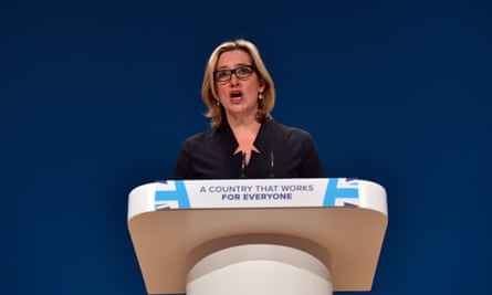 Amber Rudd addressing the Conservative conference