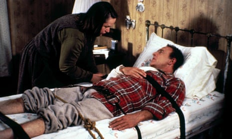 Kathy Bates and James Caan play Annie Wilkes and Paul Sheldon in the 1990 film adaptation of Stephen King’s Misery.