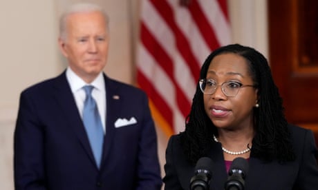 Ketanji Brown Jackson at the White House on Friday. Biden said of her nomination: ‘For too long, our government, our courts, haven’t looked like America.’