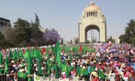 An International Women’s Day demonstration take place at the Monument to the Revolution in Mexico City, Mexico. EPA/MARIO GUZMAN