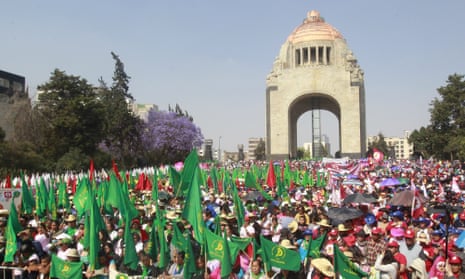 International Women’s Strike on Women’s Day take place at the Monument to the Revolution in Mexico City, Mexico