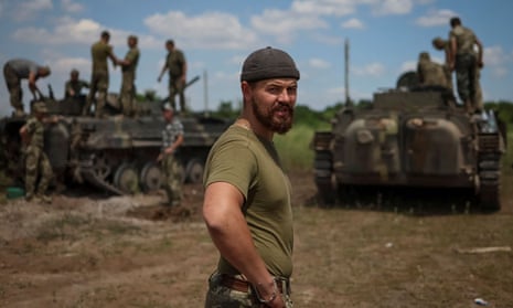 A Ukrainian serviceman not far from the front line in Donbas, Ukraine.