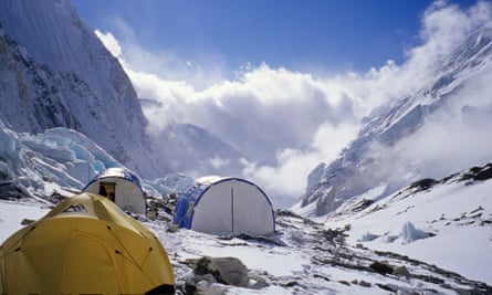 Tents at 6500m, in the Western Cwm, on Everest.