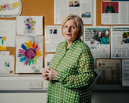 Donna Ockenden in front of a noticeboard at her office