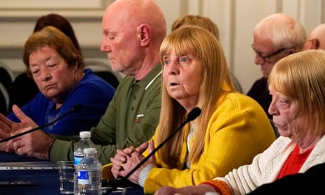 Margaret Aspinall (c) alongside other relatives of Hillsborough victims on Thursday.