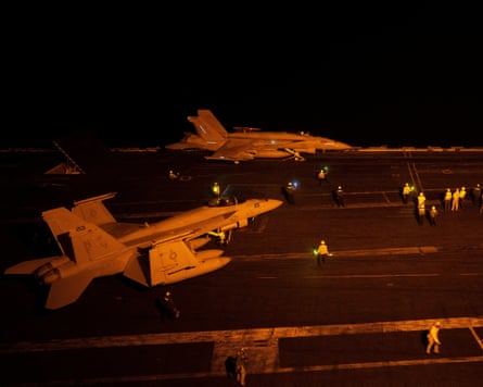 US fighter aircraft on desk of the George Washington
