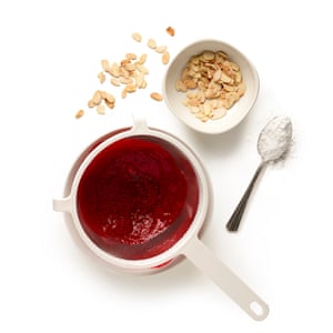 Puree most of the raspberries – save the rest to finish – then pass through a fine sieve to remove the seeds.