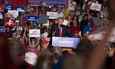 Former president Donald Trump holds rally in Cullman, Alabama, on Saturday.