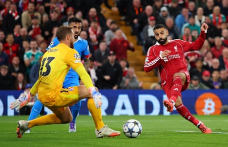Mohamed Salah fires past Jan Oblak to double Liverpool’s lead early on
