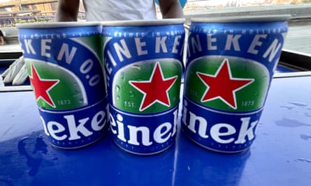 Cans of Heineken, who owns about 4% of the US market, are seen at a sampling event in New York City on 15 July.