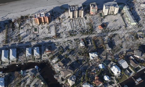 An aerial view of damaged properties after Hurricane Ian caused widespread destruction, in Fort Meyers, Florida on Friday.