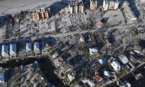 Damaged properties after Hurricane Ian caused widespread destruction in Fort Meyers Beach, Florida.