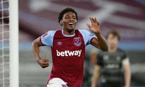 West Ham's Oladapo Afolayan celebrates after scoring on his debut.