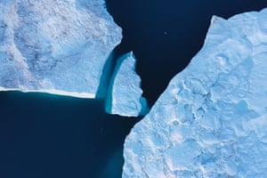Icebergs near Ilulissat, Greenland, in August 2019.