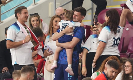 Mason Mount of England celebrates with family and friends after the win against Iran.