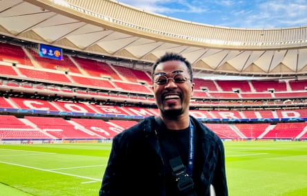 Patrice Evra at Atlético Madrid’s stadium before February’s game against Manchester United