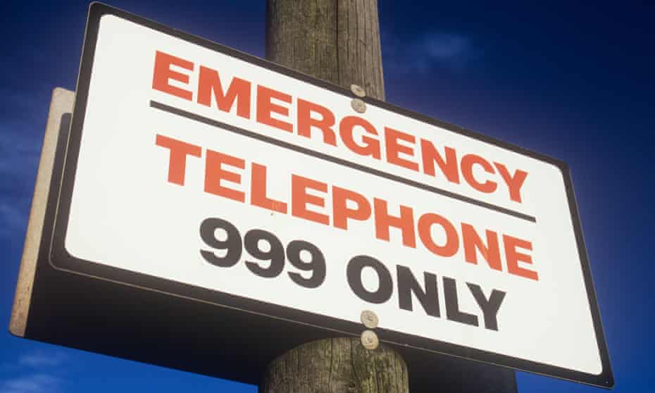 Sign saying emergency telephone 999 only