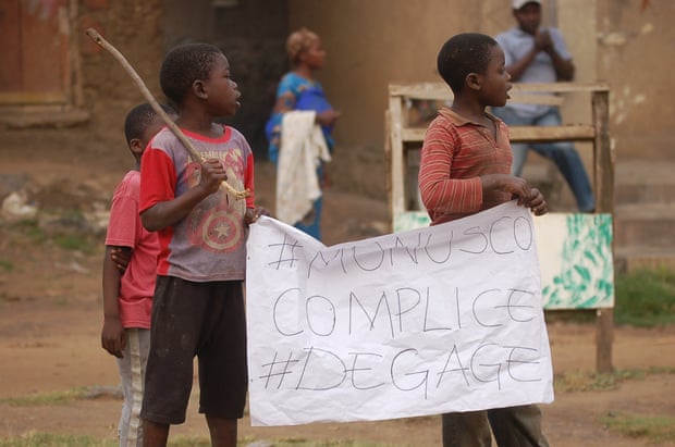 Protesters demand the withdrawal of UN peacekeeping troops in Goma, in July