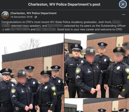 A 2018 social media post by the Charleston, Wv. Police Department shows Joshua Hunt alongside other officers.