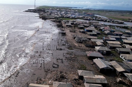 Aerial view of Ayetoro coastal community.