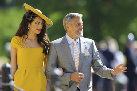 Amal Clooney and George Clooney arrive for the wedding ceremony of Prince Harry and Meghan Markle.