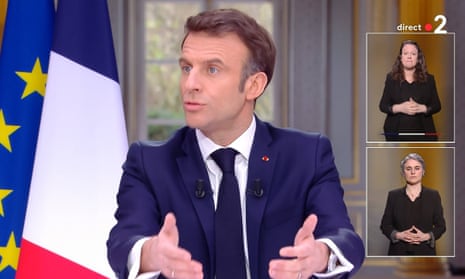 Emmanuel Macron wearing the watch during the TV interview