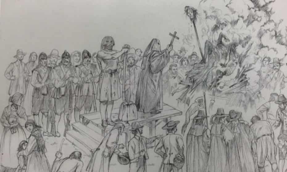 Sketch of the Toldini execution by Aldo Ripamonti from the book I Brentonicani by Franco Ottaviani
