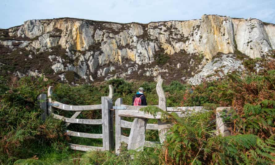 The start of the path up Holyhead Mountain in Breakwater Country Park.