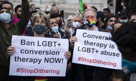 A 'ban conversion therapy' protest outside the Cabinet Office in June.