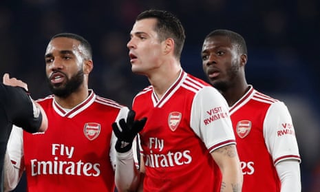Arsenal’s Alexandre Lacazette (left), Granit Xhaka and Nicolas Pépé are among the players to have flouted government guidelines.