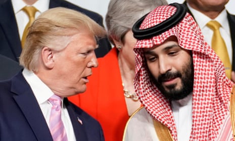US President Donald Trump speaks with Saudi Arabia’s Crown Prince Mohammed bin Salman at the G20 in Japan in 2019.