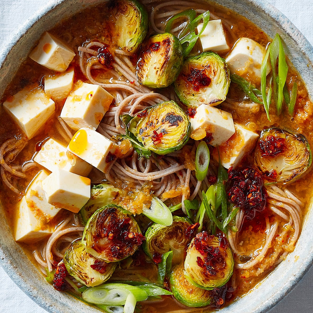 Thomasina Miers Recipe For Kimchi And Tofu Noodles With Roast Brussels Sprouts Food The Guardian Thomasina Miers Recipe For Kimchi And Tofu Noodles With Roast Brussels Sprouts Food The Guardian
